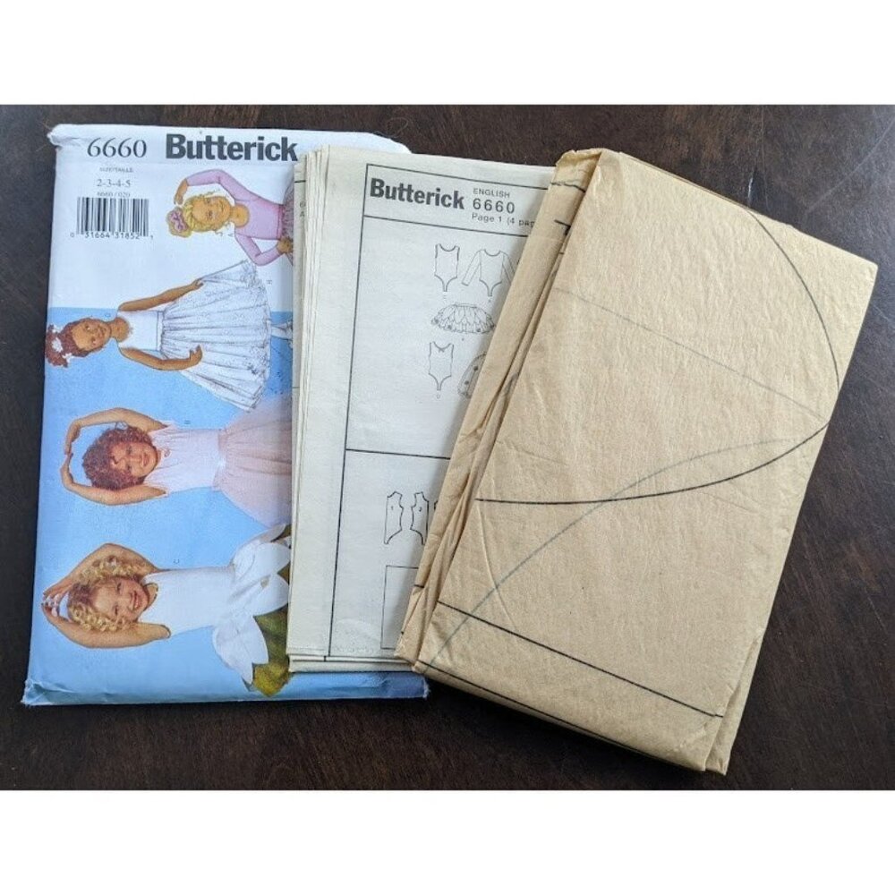 Butterick Uncut Vintage 2000 Ballerina Costume Sewing Pattern Sizes 2 3 4 5